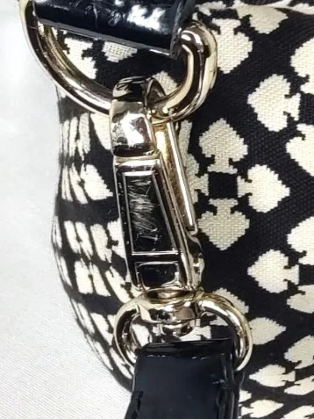 Kate Spade Classic Spade Mona Canvas Shoulder Bag in Black & Cream